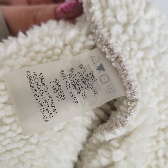 Calvin Klein Tan Knit Zip Up Poncho w/ Pockets & Faux Fur Lining, One Size - Picture 7 of 14